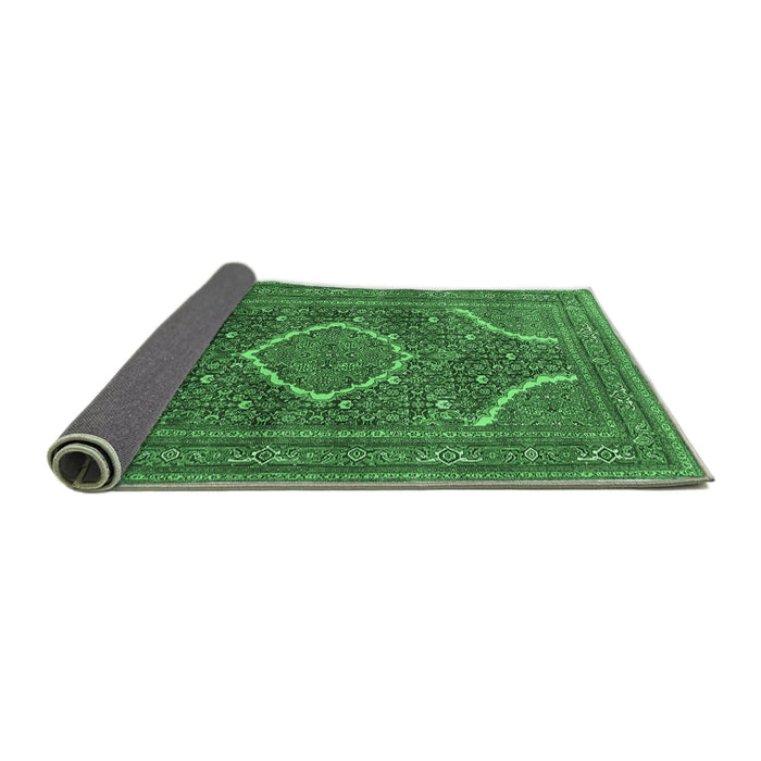 Sideview of Medallion Emerald Green Traditional Rug, tr992emgrn