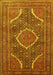 Machine Washable Medallion Yellow Traditional Rug, wshtr992yw
