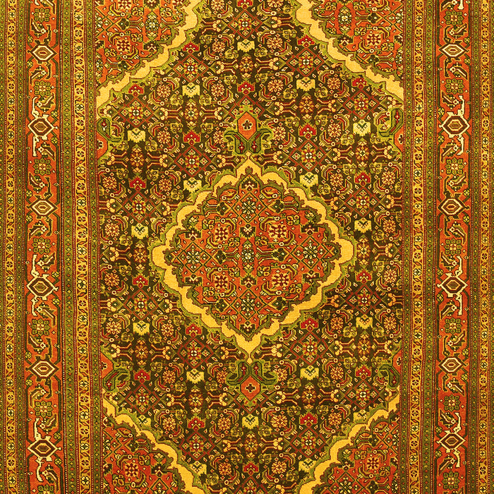 Machine Washable Medallion Yellow Traditional Rug, wshtr992yw