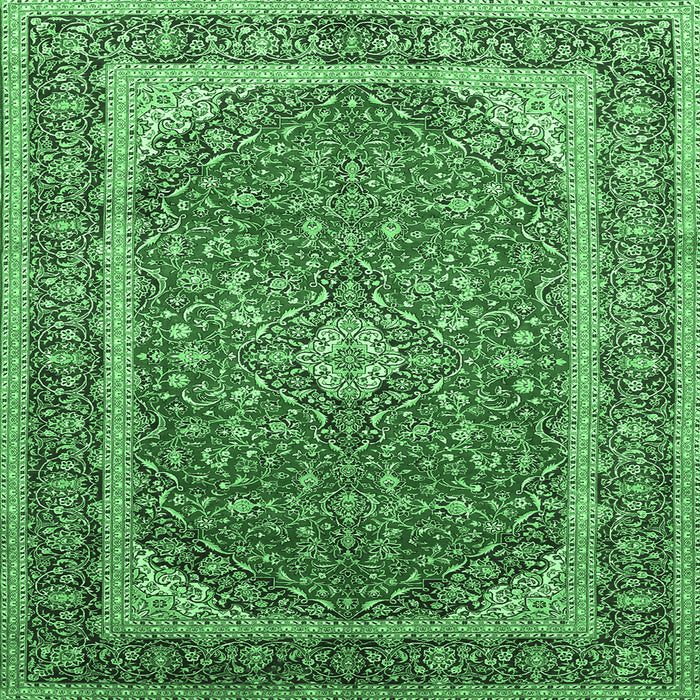 Square Machine Washable Persian Emerald Green Traditional Area Rugs, wshtr993emgrn