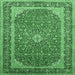 Square Machine Washable Persian Emerald Green Traditional Area Rugs, wshtr993emgrn