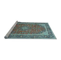 Sideview of Machine Washable Persian Light Blue Traditional Rug, wshtr993lblu