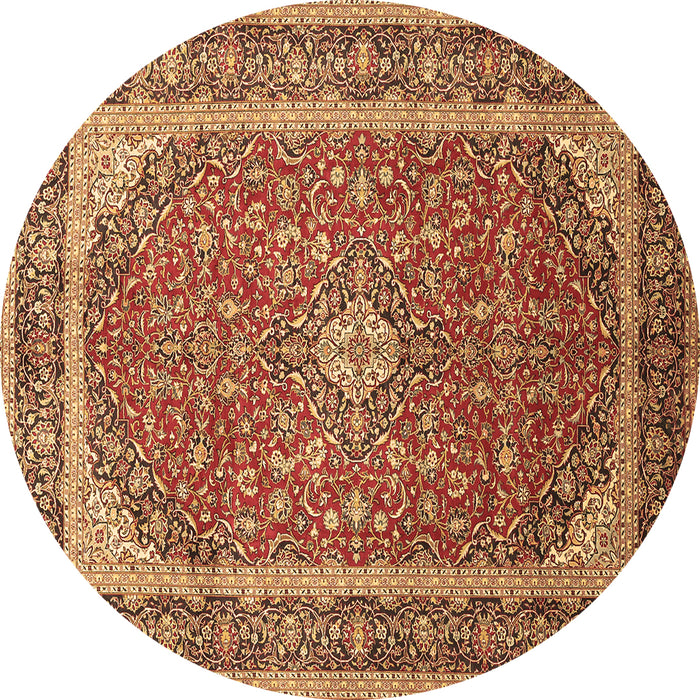 Round Persian Brown Traditional Rug, tr993brn
