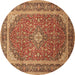 Round Persian Brown Traditional Rug, tr993brn