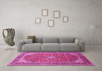 Machine Washable Persian Pink Traditional Rug, wshtr993pnk