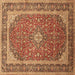 Square Machine Washable Persian Brown Traditional Rug, wshtr993brn