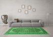 Machine Washable Persian Emerald Green Traditional Area Rugs in a Living Room,, wshtr993emgrn