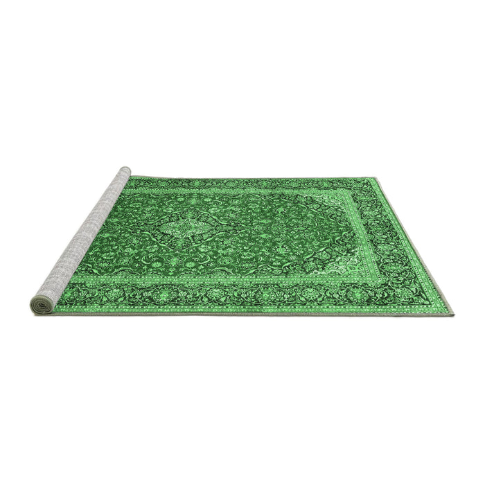 Sideview of Machine Washable Persian Emerald Green Traditional Area Rugs, wshtr993emgrn
