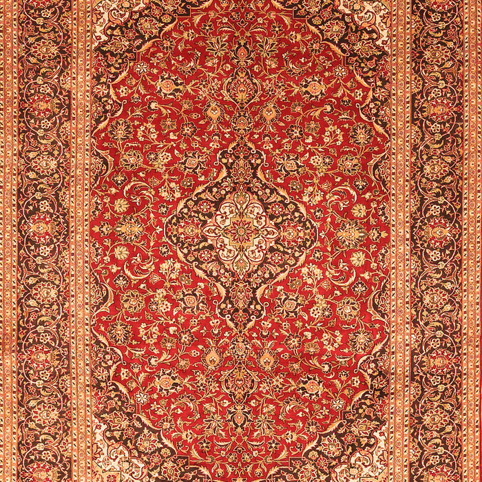 Serging Thickness of Machine Washable Persian Orange Traditional Area Rugs, wshtr993org