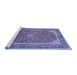 Sideview of Machine Washable Persian Blue Traditional Rug, wshtr993blu