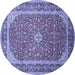 Round Machine Washable Persian Blue Traditional Rug, wshtr993blu