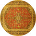 Round Persian Yellow Traditional Rug, tr993yw