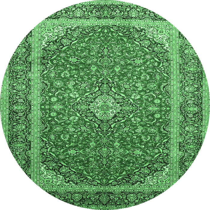 Round Persian Emerald Green Traditional Rug, tr993emgrn