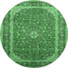 Round Persian Emerald Green Traditional Rug, tr993emgrn