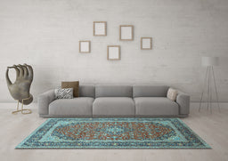 Machine Washable Persian Light Blue Traditional Rug in a Living Room, wshtr993lblu
