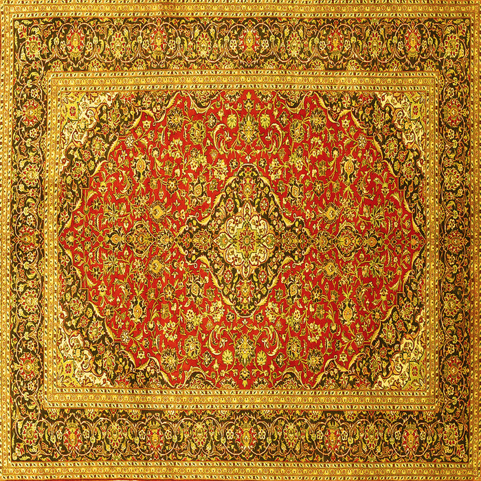 Square Machine Washable Persian Yellow Traditional Rug, wshtr993yw