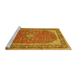 Sideview of Machine Washable Persian Yellow Traditional Rug, wshtr993yw