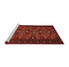 Sideview of Machine Washable Traditional Brown Red Rug, wshtr994