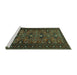 Sideview of Machine Washable Persian Turquoise Traditional Area Rugs, wshtr994turq