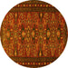 Round Persian Yellow Traditional Rug, tr994yw