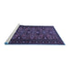 Sideview of Machine Washable Persian Blue Traditional Rug, wshtr994blu