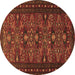 Round Persian Brown Traditional Rug, tr994brn