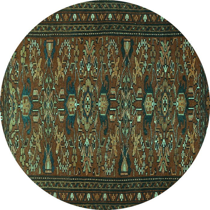 Round Persian Turquoise Traditional Rug, tr994turq