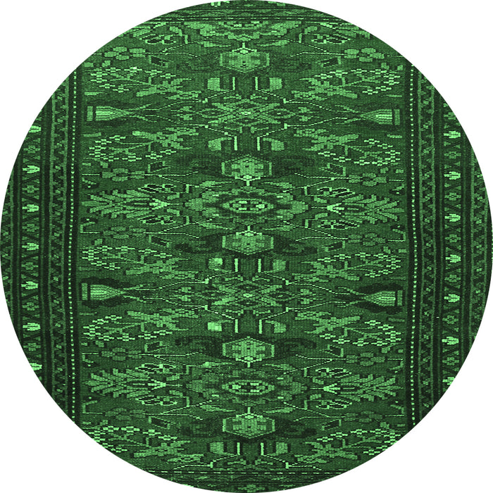 Round Persian Emerald Green Traditional Rug, tr994emgrn