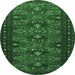 Round Persian Emerald Green Traditional Rug, tr994emgrn