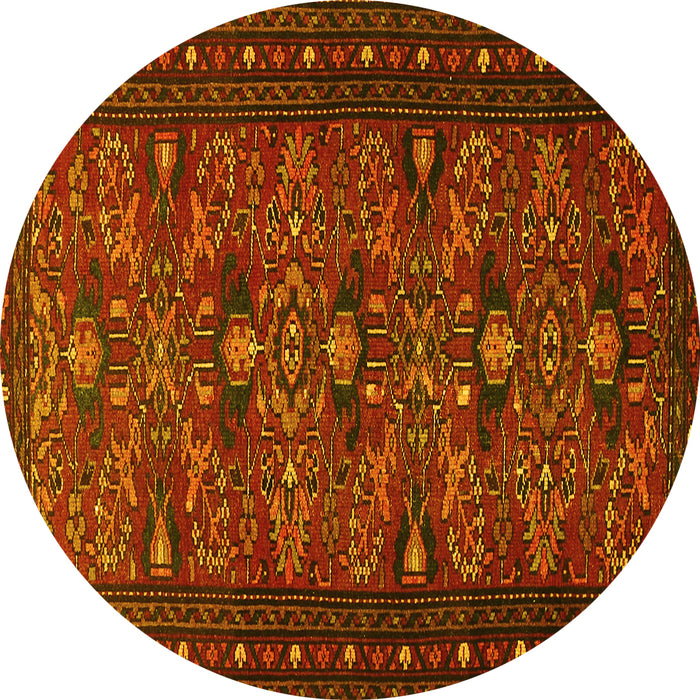Round Machine Washable Persian Yellow Traditional Rug, wshtr994yw