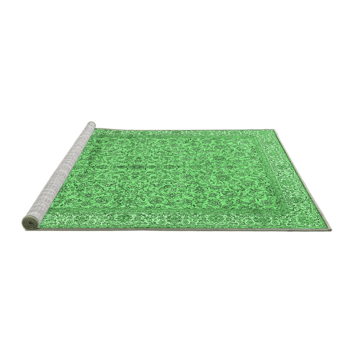 Sideview of Machine Washable Persian Emerald Green Traditional Area Rugs, wshtr995emgrn