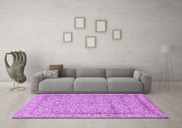 Machine Washable Persian Purple Traditional Area Rugs in a Living Room, wshtr995pur