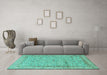 Machine Washable Persian Turquoise Traditional Area Rugs in a Living Room,, wshtr995turq