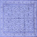 Square Machine Washable Persian Blue Traditional Rug, wshtr995blu