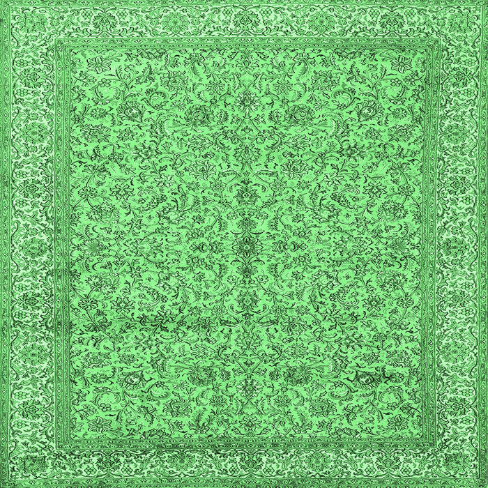 Square Machine Washable Persian Emerald Green Traditional Area Rugs, wshtr995emgrn