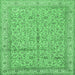 Square Machine Washable Persian Emerald Green Traditional Area Rugs, wshtr995emgrn