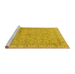 Sideview of Machine Washable Persian Yellow Traditional Rug, wshtr995yw