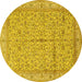 Round Machine Washable Persian Yellow Traditional Rug, wshtr995yw