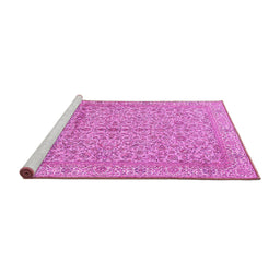 Sideview of Machine Washable Persian Pink Traditional Rug, wshtr995pnk