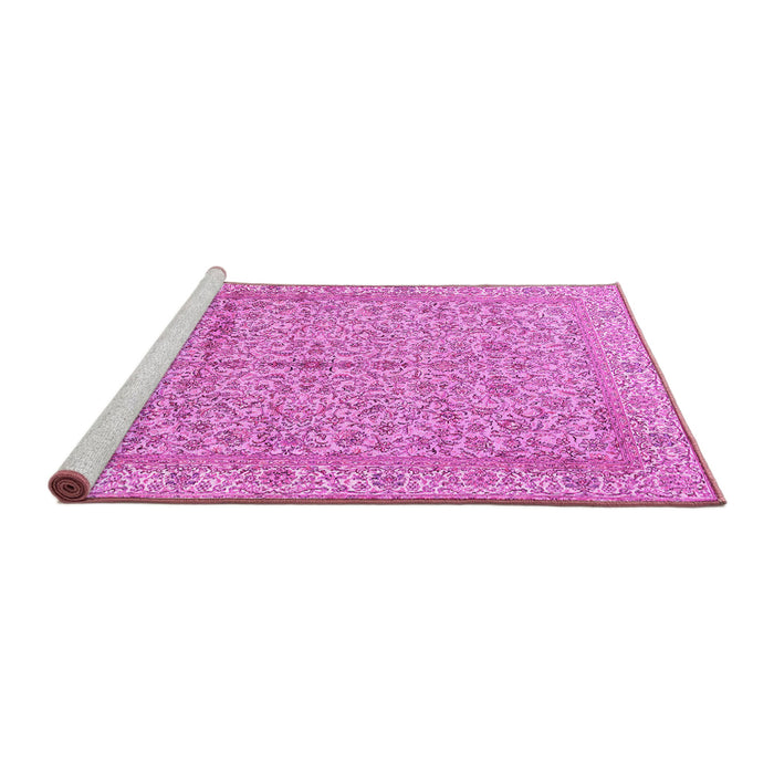 Sideview of Machine Washable Persian Pink Traditional Rug, wshtr995pnk