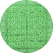 Round Persian Emerald Green Traditional Rug, tr995emgrn