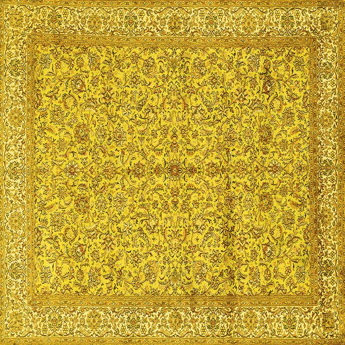 Square Machine Washable Persian Yellow Traditional Rug, wshtr995yw