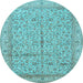 Round Machine Washable Persian Light Blue Traditional Rug, wshtr995lblu