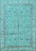 Machine Washable Persian Light Blue Traditional Rug, wshtr995lblu