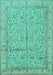 Machine Washable Persian Turquoise Traditional Area Rugs, wshtr995turq