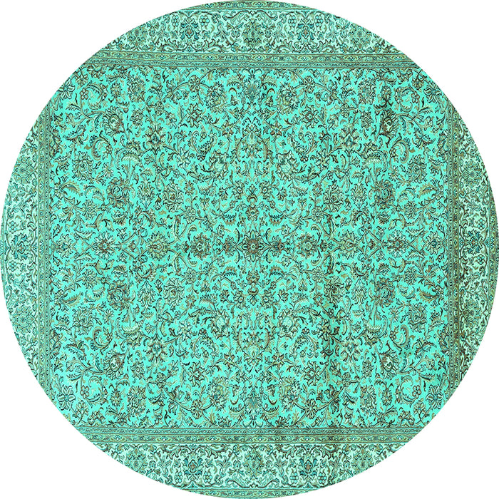 Round Persian Turquoise Traditional Rug, tr995turq