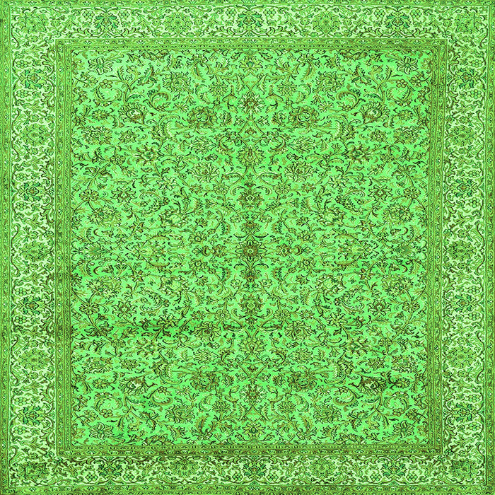 Round Machine Washable Persian Green Traditional Area Rugs, wshtr995grn