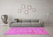 Machine Washable Persian Pink Traditional Rug in a Living Room, wshtr995pnk