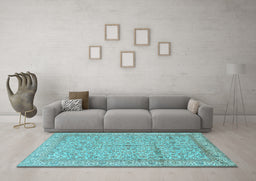 Machine Washable Persian Light Blue Traditional Rug in a Living Room, wshtr995lblu