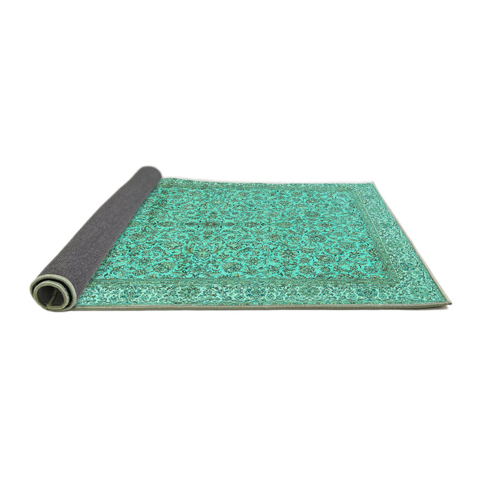 Sideview of Persian Turquoise Traditional Rug, tr995turq